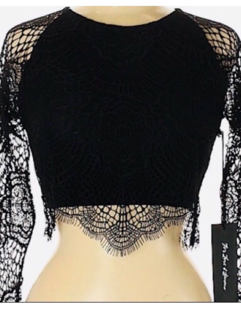 For Love & Lemons Black Lace Crochet Crop Top